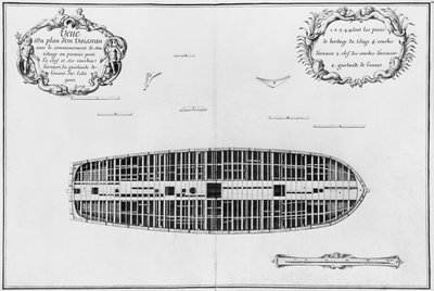 Plan van het eerste dek van een schip, illustratie uit de 